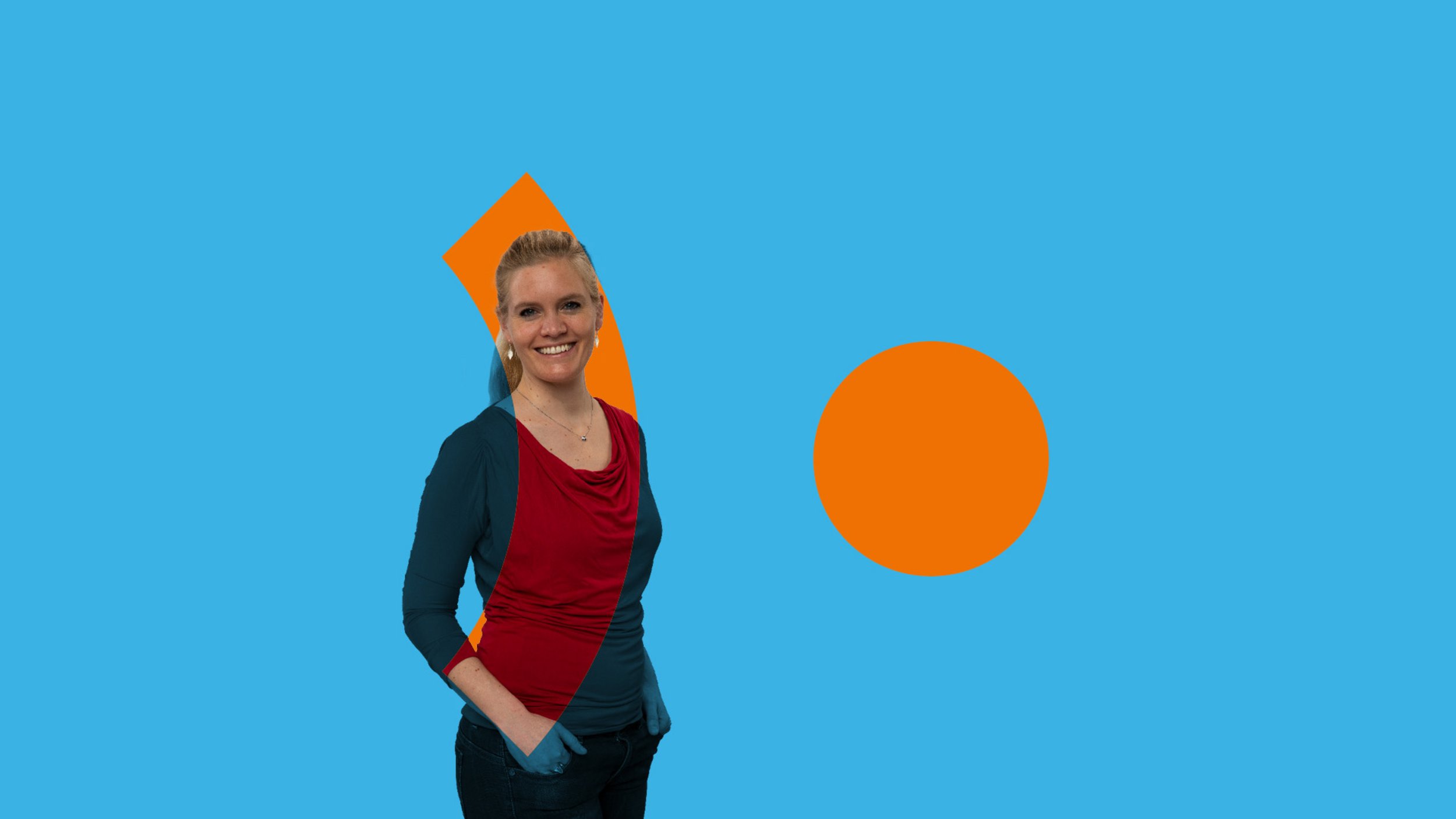 Ärztliche Mitarbeiterin des Pfalzklinikums auf Hintergrund in Blau-Orange mit Zielgruppen-Slogan